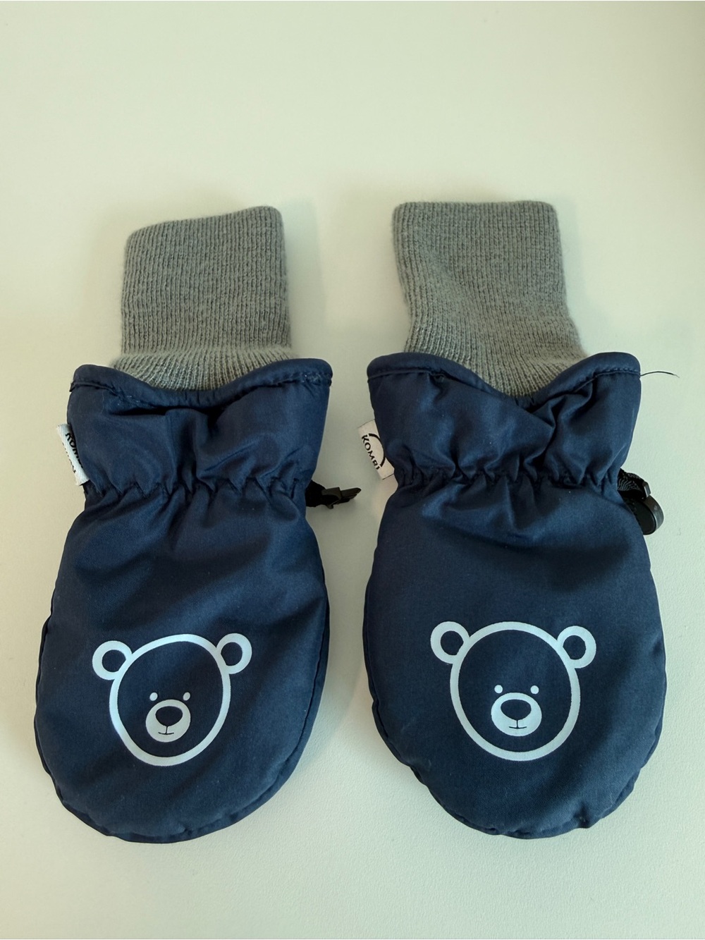 Baby Toddler Infant Navy Bear Mittens with Knit Cuffs Thick Lined Warm 12-24 mos